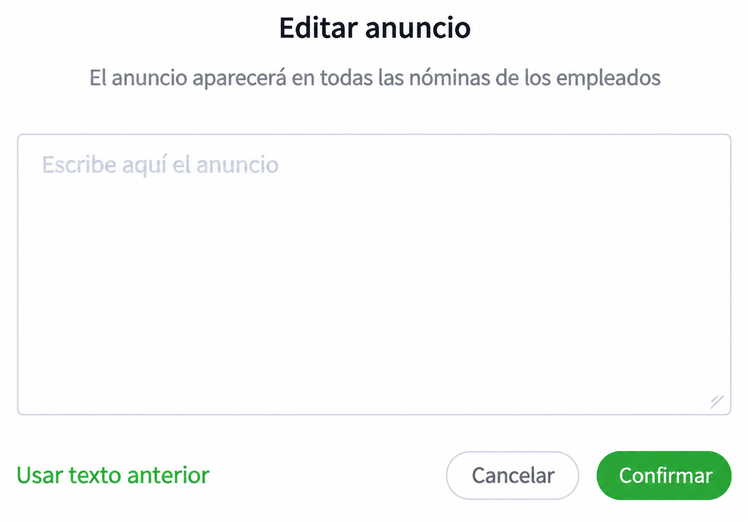 Interfaz de SugarHR: avisos junto con los recibos