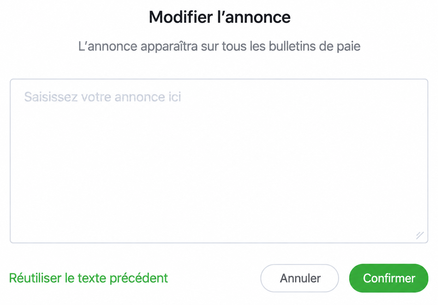 Interface SugarHR : annonce avec une fiche de paie