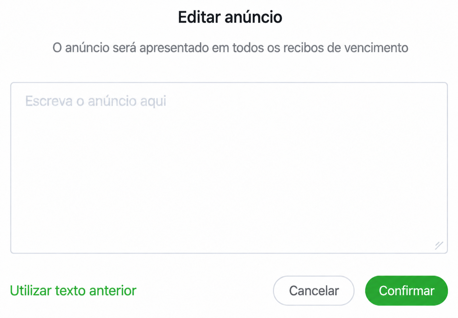 Interface SugarHR: comunicado junto do recibo