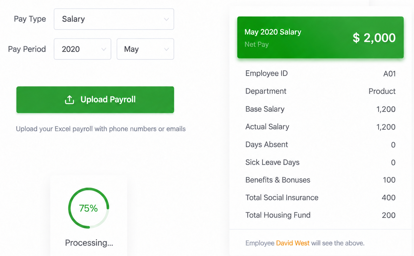 SugarHR payroll product interface