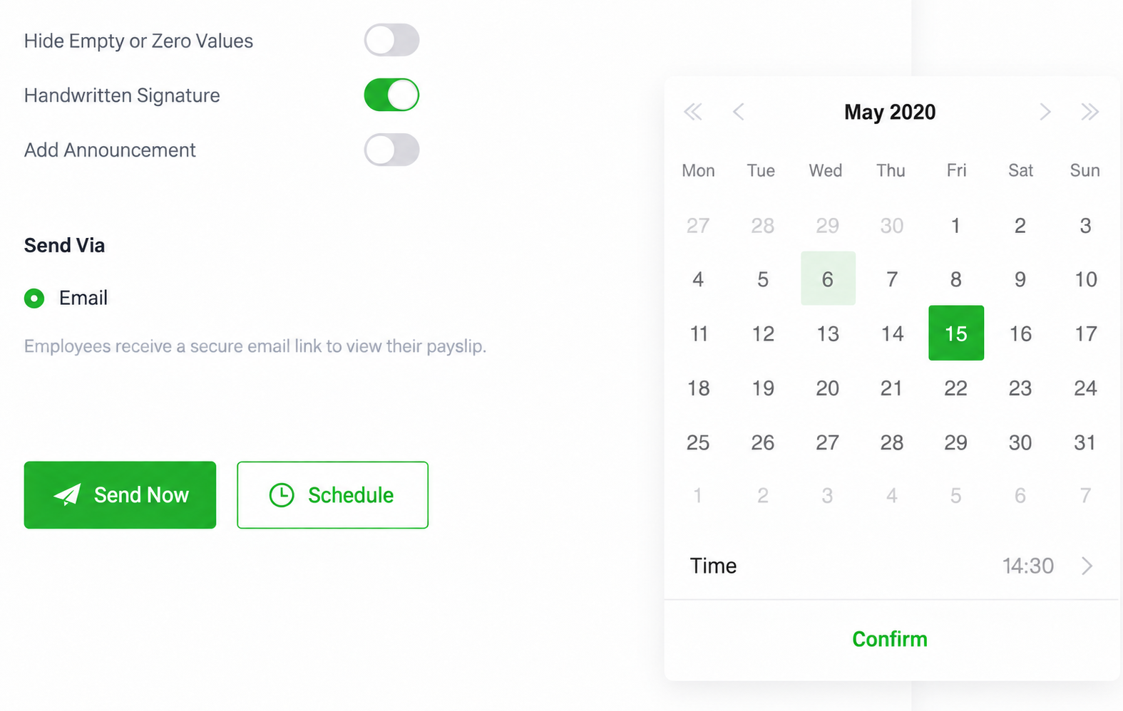 One-click bulk send product screen