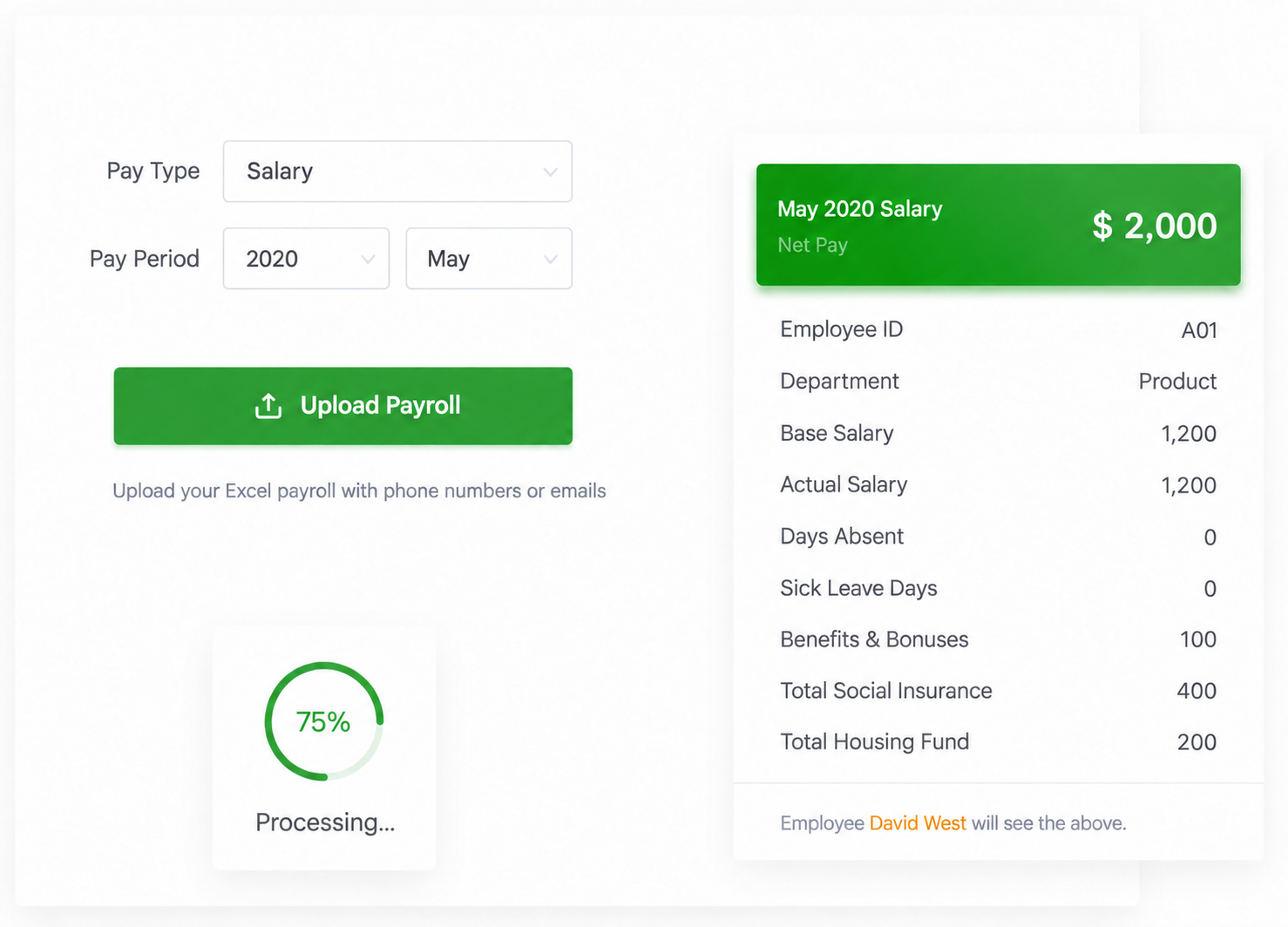SugarHR product interface: 01 excel upload