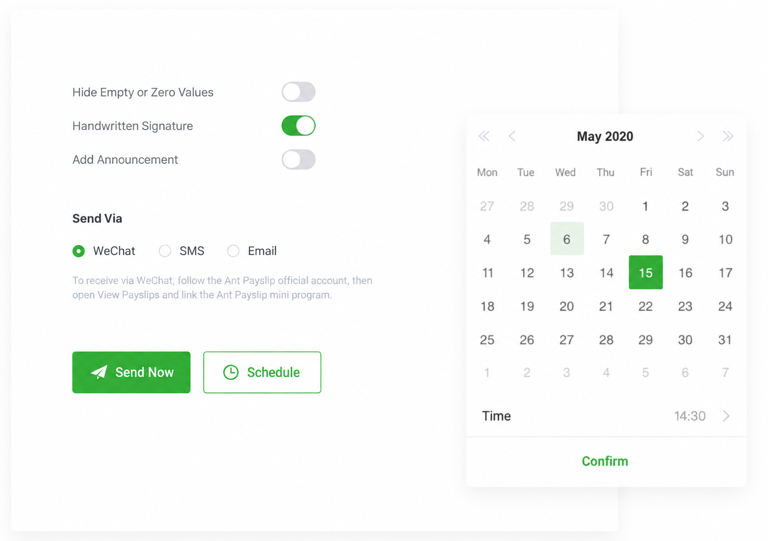 SugarHR product interface: 02 bulk send